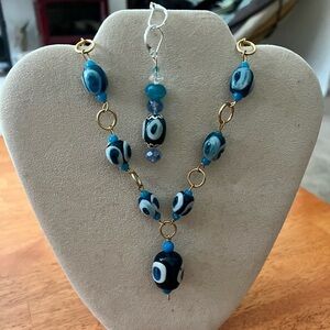 Blue Evil Eye Necklace and Earring Set, for 
( HYDRA ONLY )